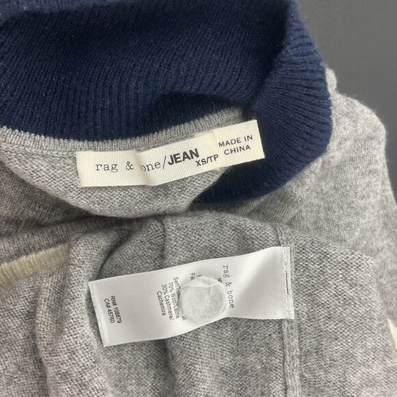 Rag & Bone Womens XS Wool Cashmere Mock Neck Pullover Sweater Gray/Navy Preowned - Picture 3 of 6